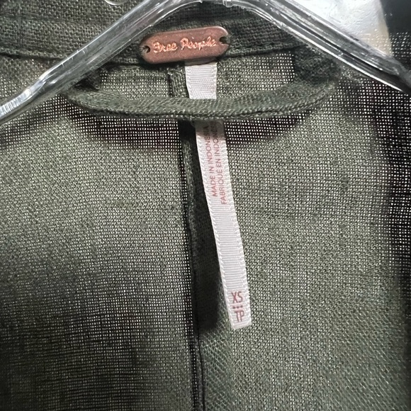 Free people cinched waist button detail olive army green linen blazer size xs - Picture 14 of 16